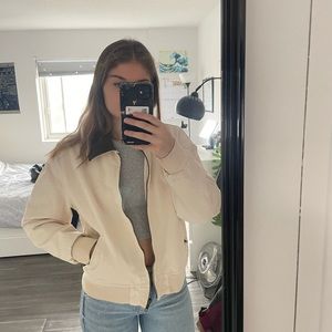 Cream Jacket with Green Collar